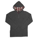 AMBIGUOUS VECTOR LONG SLEEVE HOODED HENLEY IN CHARCOAL