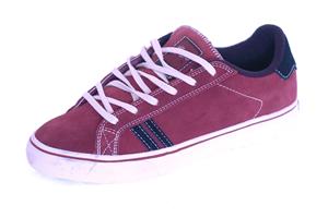 EMERICA LEO SHOE IN MAROON, BLACK, AND WHITE