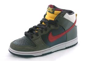 NIKE DUNK HIGH PREMIUM SB SHOE IN DARK ARMY AND TEAM RED
