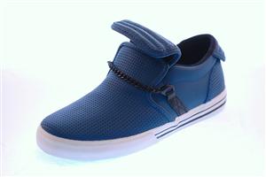 SUPRA CUBAN SHOE IN BLUE LEATHER