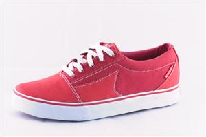 DEKLINE BELMONT SHOE IN CHARRY BOMB RED CAN