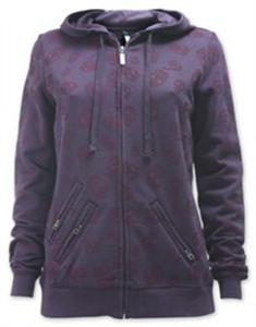 RVUCA WOMEN'S SKULL ZIP HOODY IN PURPLE KNIT