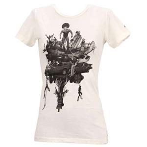 RVCA WOMEN'S STEFAN COLLAGE SHORT SLEEVE T-SHIRT IN VINTAGE WHITE