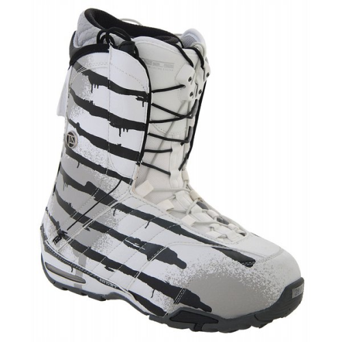 NITRO TEAM TLS SNOWBOARDING BOOTS IN WHITE, GREY, AND BLACK