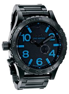 NIXON 51-30 WATCH IN ALL BLACK/BLUE FACE