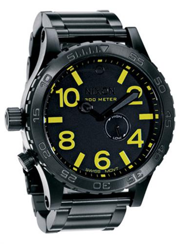 NIXON 51-30 WATCH IN ALL BLACK AND A LIME FACE