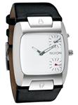 NIXON BANKS LEATHER WATCH IN WHITE