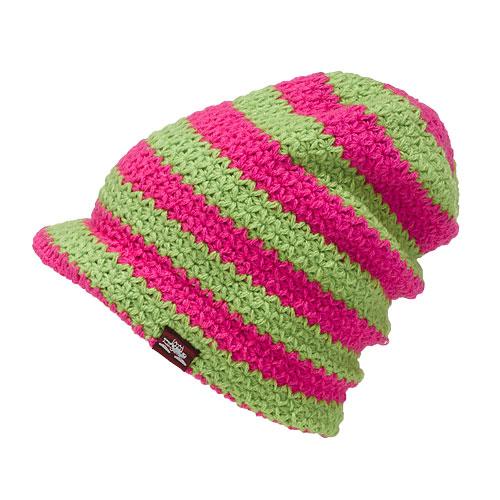 SPACECRAFT TELEGRAPHIC BEANIE IN GREEN AND PINK