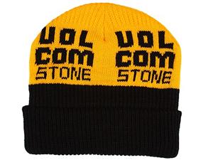 VOLCOM CAT POWER BEANIE IN BLACK AND GOLD