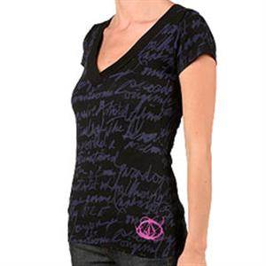 VOLCOM WOMEN'S SCRIPTURE V-NECK T-SHIRT IN BLACK