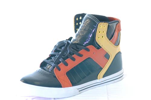 SUPRA CHAD MUSKA SKYTOP SHOE IN LIMITED EDITION BLUE, YELLOW, AND ORANGE