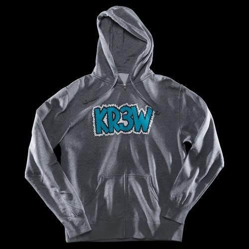 KR3W CRUMBLER FLEECE ZIP SWEATSHIRT IN GUN METAL GREY