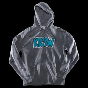 KR3W CRUMBLER FLEECE ZIP SWEATSHIRT IN GUN METAL GREY