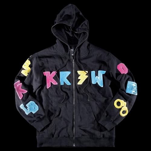 KR3W TK LETTERED FLEECE ZIP SWEATSHIRT IN MULTI COLOR