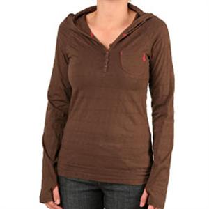 VOLCOM WOMEN'S MOONRAKER HENLEY IN BEAR BROWN