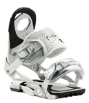 DRAKE PODIUM SNOWBOARD BINDINGS IN WHITE, BLACK, AND CHROME