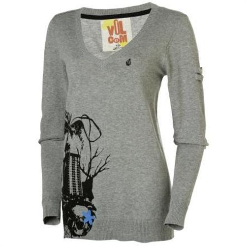 VOLCOM WOMEN'S SOMEBODY'S BABY SWEATER IN HEATHER GREY