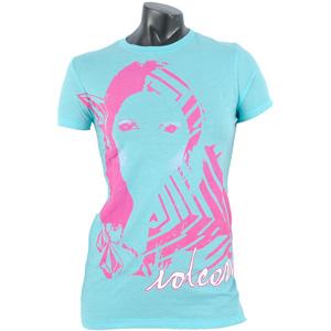 VOLCOM WOMEN'S ELLE BELLE BABY JERSEY T-SHIRT IN AQUA