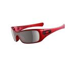 OAKLEY ANTIX SUNGLASSES WITH METALLIC RED FRAMES AND A WARM GREY LENS
