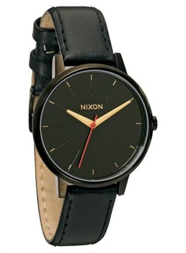 NIXON WOMEN'S KENSINGTON LEATHER WATCH IN ALL BLACK