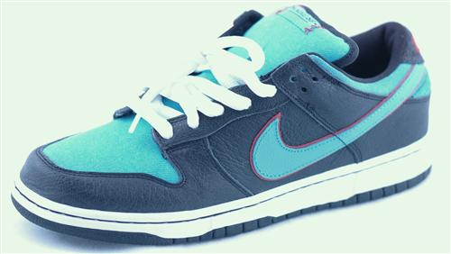 NIKE DUNK LOW SB PREMIUM SHOE IN BLACK AND BALTIC BLUE
