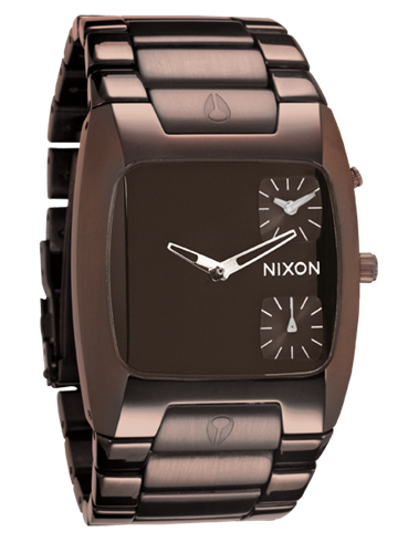 NIXON BANKS WATCH IN ALL BROWN AND SILVER