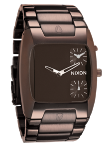 NIXON BANKS WATCH IN ALL BROWN AND SILVER