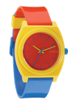 NIXON TIME TELLER PU WATCH IN BLUE, YELLOW, AND RED