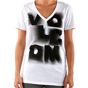 VOLCOM WOMENS GLOWSTICK BOYFRIEND V-NECK T-SHIRT IN HEATHER GREY
