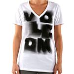 VOLCOM WOMENS GLOWSTICK BOYFRIEND V-NECK T-SHIRT IN HEATHER GREY