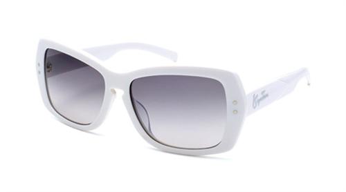 IS EYEWEAR PLATEAU SUNGLASSES WITH WHITE FRAMES AND A SMOKE GRADIENT LENS