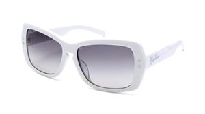 IS EYEWEAR PLATEAU SUNGLASSES WITH WHITE FRAMES AND A SMOKE GRADIENT LENS