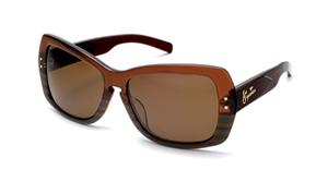 IS EYEWEAR PLATEAU SUNGLASSES WITH CRYSTAL BROWN MARBLE FRAMES AND A BRONZE LENS