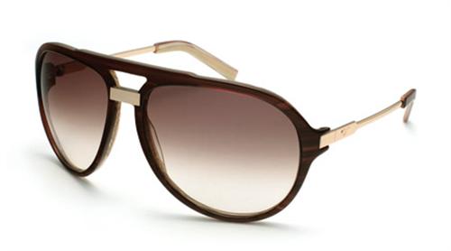 IS EYEWEAR KENSINGTON SUNGLASSES WITH BROWN MARBLE AND GOLD FRAMES AND A BRONZE LENS