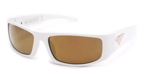 IS EYEWEAR CUERVO SUNGLASSES WITH WHITE FRAMES AND A SMOKE LENS