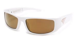 IS EYEWEAR CUERVO SUNGLASSES WITH WHITE FRAMES AND A SMOKE LENS