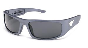 IS EYEWEAR CUERVO SUNGLASSES WITH BLUE STEEL FRAMES AND A SMOKE SILVER FLASH LENS