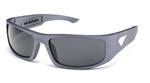 IS EYEWEAR CUERVO SUNGLASSES WITH BLUE STEEL FRAMES AND A SMOKE SILVER FLASH LENS