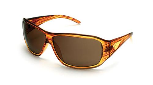 IS EYEWEAR STOLI SUNGLASSES WITH WOODGRAIN FRAMES AND A BRONZE LENS