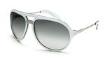 IS EYEWEAR KENSINGTON SUNGLASSES WITH WHITE AND BLACK PINSTRIPE FRAMES AND A SMOKE GRADIENT LENS
