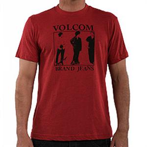 VOLCOM JEANS SLIM FIT T-SHIRT IN DUSTY RED HEATHER