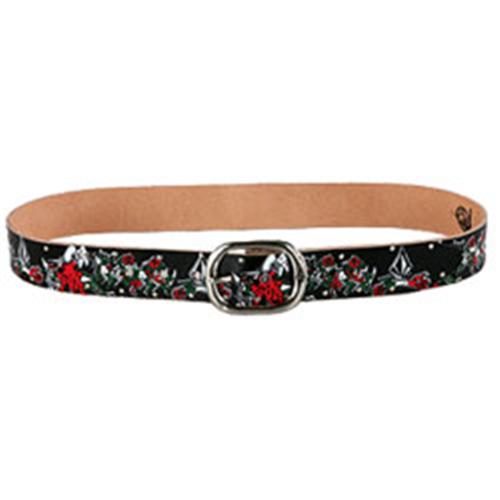 VOLCOM BEN BROUGH (FEATURED ARTIST) LEATHER BELT IN BLACK