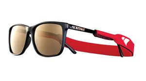 IS DESIGN EYEWEAR BELVEDERE SUNGLASSES WITH BLACK FRAMES AND A GOLD FLASH LENS