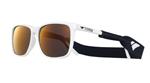 IS DESIGN EYEWEAR BELVEDERE SUNGLASSES WITH WHITE FRAMES AND A PURPLE FLASH LENS
