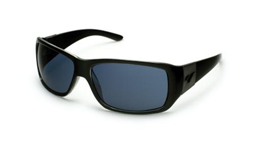 IS DESIGN EYEWEAR PATRONE SUNGLASSES WITH BLACK FRAMES AND A POLARIZED ISP SMOKE LENS