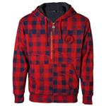 VOLCOM BUFFALO SHERPA HOODED SWEATSHIRT IN RED