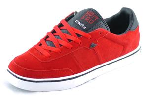 EMERICA ROMERO SHOE IN RED, BLACK, AND SILVER
