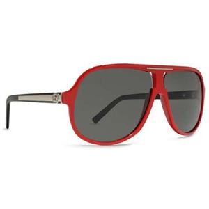 VONZIPPER HOSS SUNGLASSES WITH RED AND BLACK FRAMES AND A VINTAGE GREY LENS