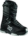 THIRTY TWO (32) EXUS SNOWBOARD BOOTS IN BLACK AND GUM