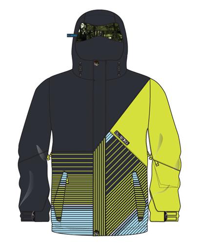BILLABONG SHARPSHOOTER JACKET IN SHADOW WITH SKY BLUE, LIME AND WHITE